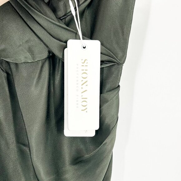 NWT Shona Joy La Lune Cross Draped Satin Maxi Dress in Forest - Picture 6 of 8